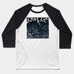 Peacock on dark background with magnolia and sakura tree Baseball T-Shirt